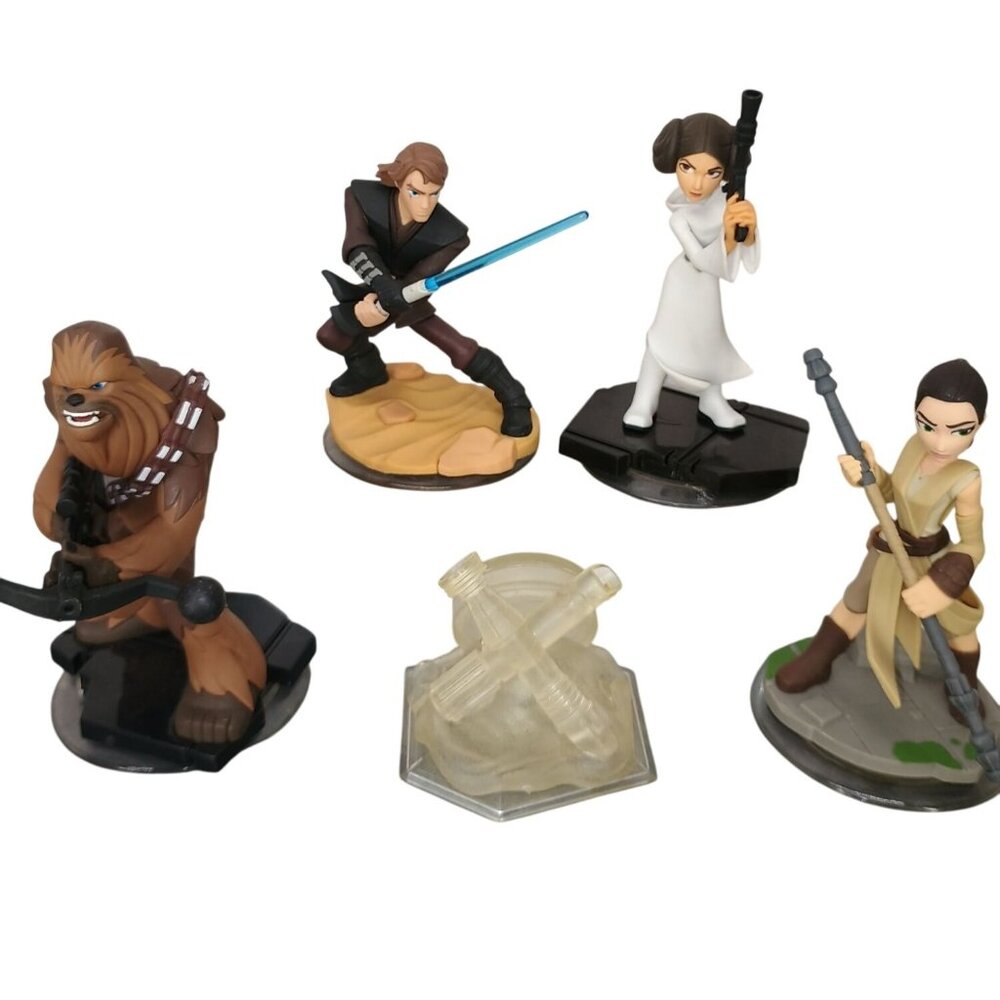 Disney Infinity Star Wars Figure Set With Anakin Leia Chewbacca‎ Rey & Base